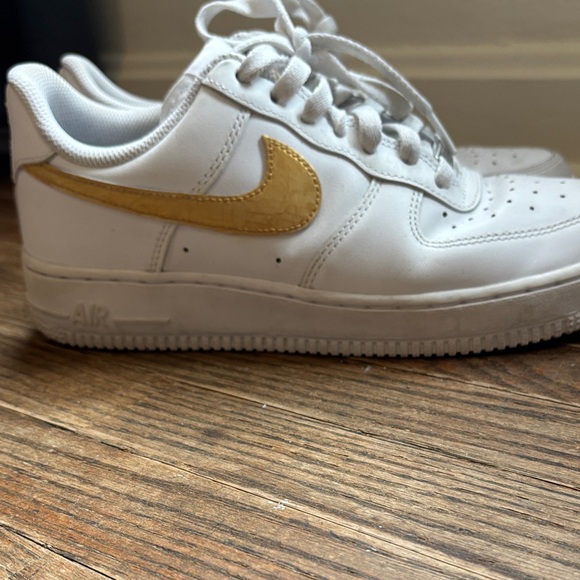 Nike White Sneakers with Gold Swoosh - Picture 3 of 3